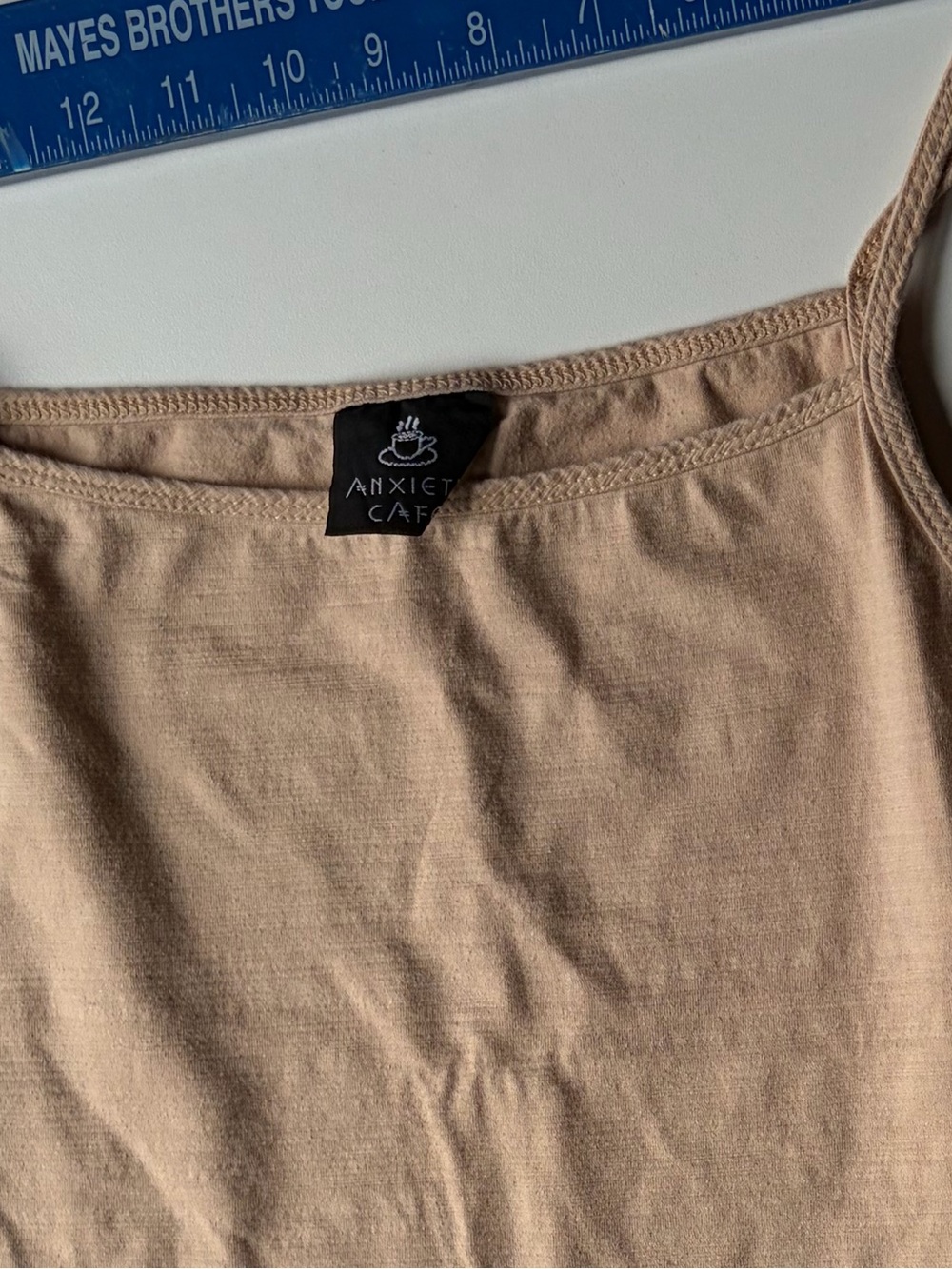 Beige Ribbed Spaghetti Strap Tank - Picture 3 of 4